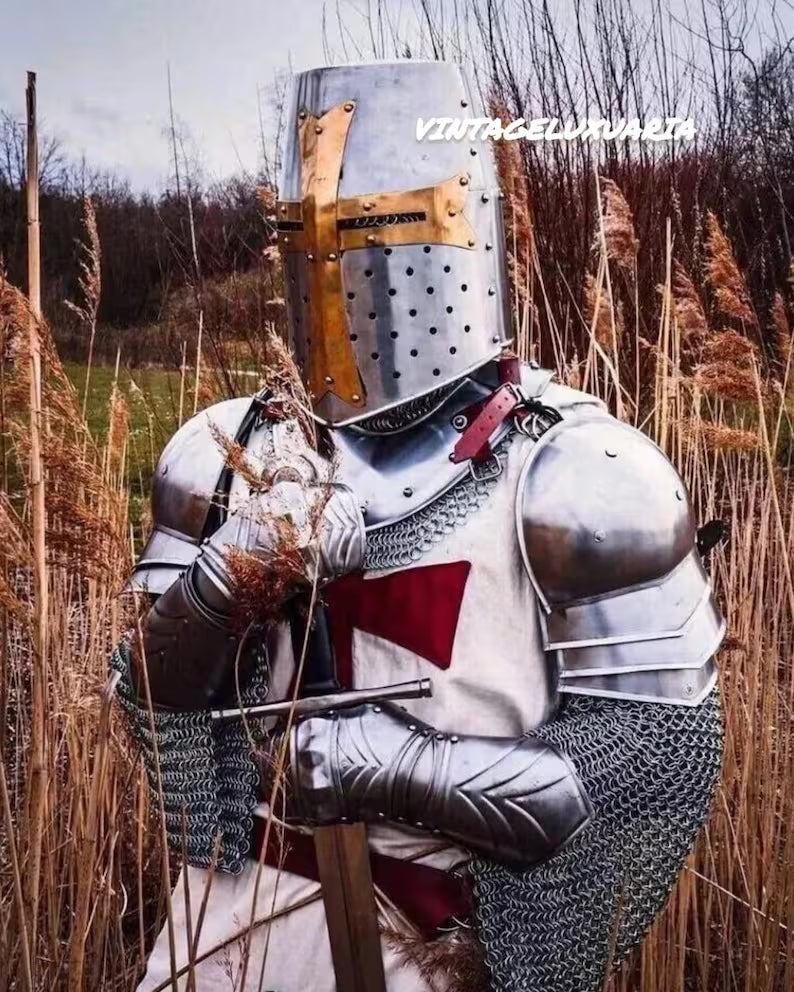 Full Body Templar Knight Armor Set - Medieval Suit for Cosplay, LARP, or Halloween Costume