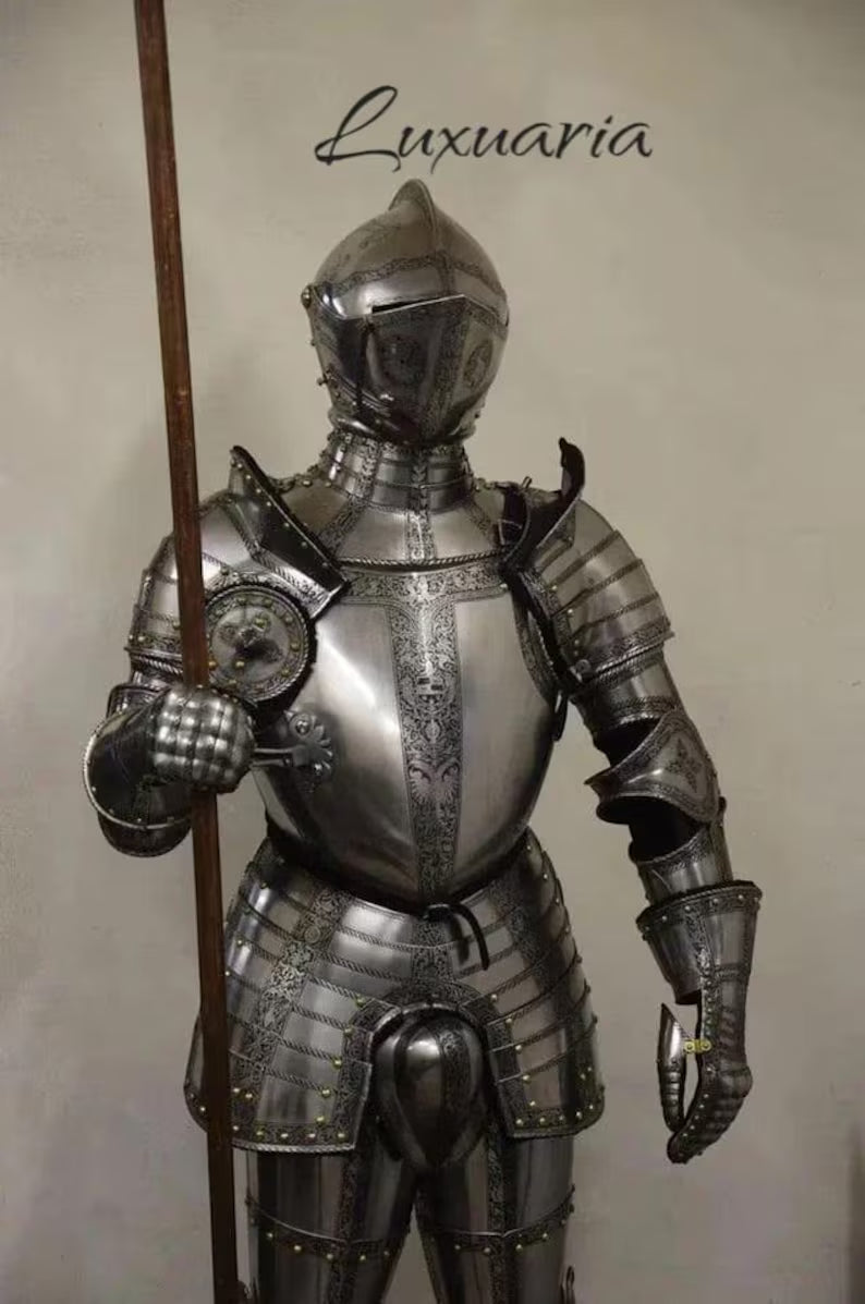 Medieval European Full Battle Armor Suit Knight Steel Armor Wearable Full Body Costume Larp Warrior Fighting Cosplay Man Halloween Gift