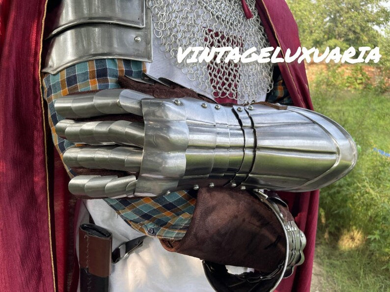 Medieval Knight Armor Templar Red Cross Costume Replica Chainmail Dress & Helmet Historical Battle Gear With Armor Cape | Wooden Shield