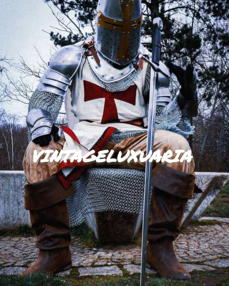 Full Body Templar Knight Armor Set - Medieval Suit for Cosplay, LARP, or Halloween Costume