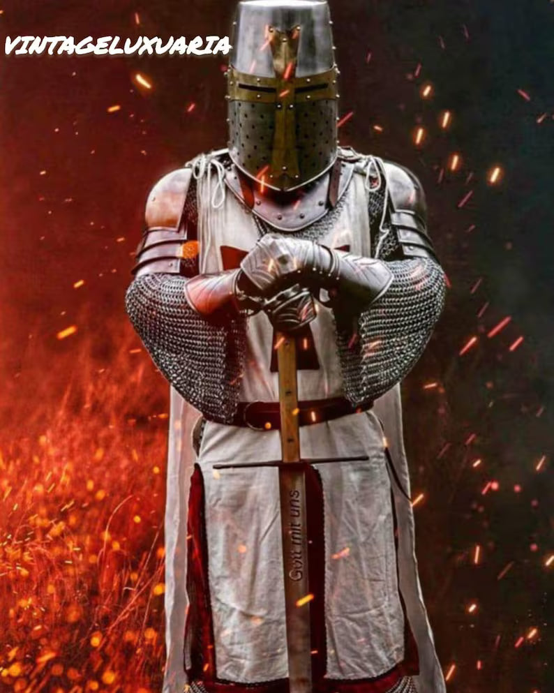 Full Body Templar Knight Armor Set - Medieval Suit for Cosplay, LARP, or Halloween Costume