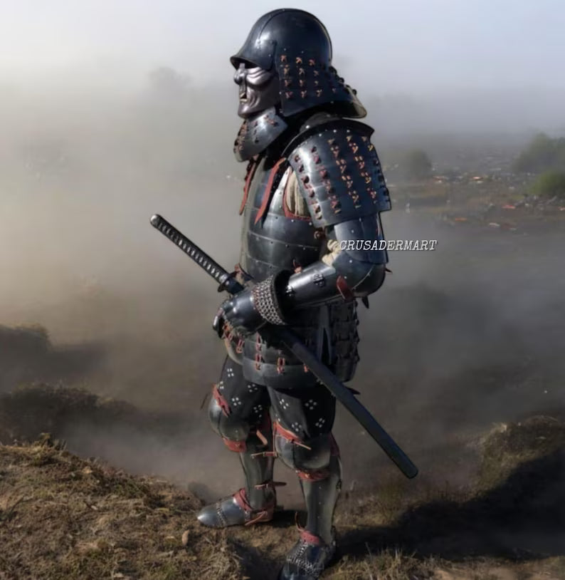 Medieval Japanese Old Vintage Samurai Kabuto Helmet dragon helmet with a mask- Genji Tsushima Medieval Costume Knight Suit | Halloween Party