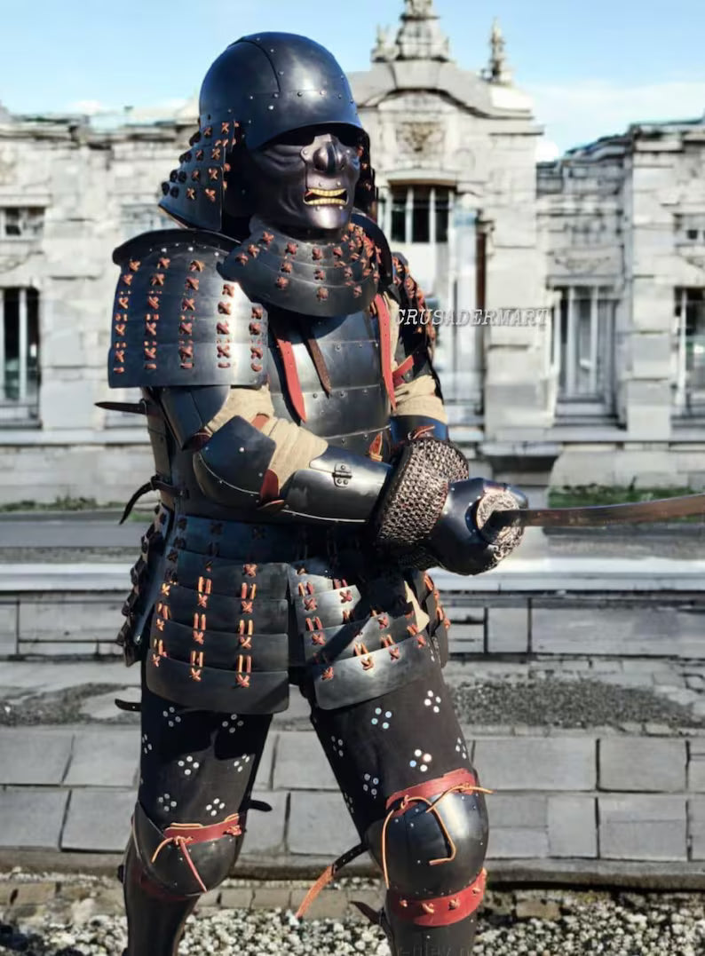 Medieval Japanese Old Vintage Samurai Kabuto Helmet dragon helmet with a mask- Genji Tsushima Medieval Costume Knight Suit | Halloween Party