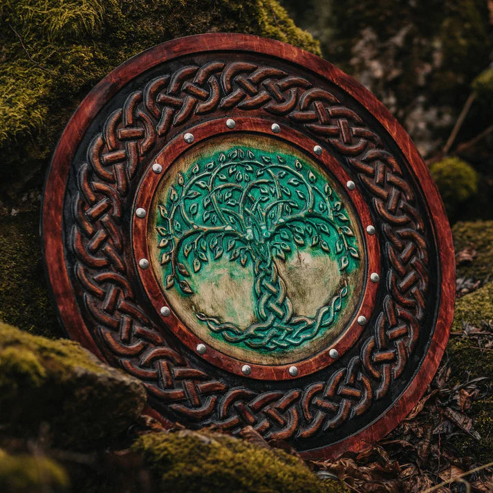 Yggdrasil Norse Tree of Life Carved Viking Shield, 24"