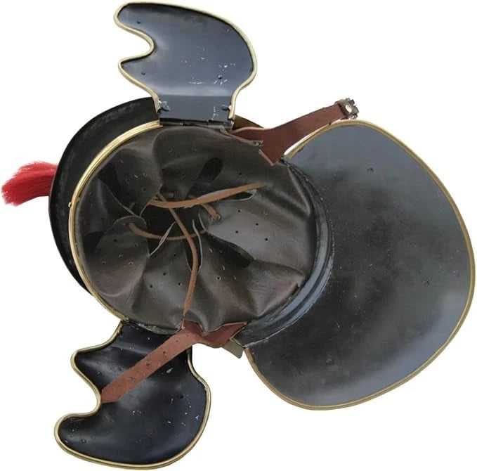 Roman Centurion Helmet with Red Plume – Handmade Steel and Brass Warrior Armor Replica for Cosplay and Display