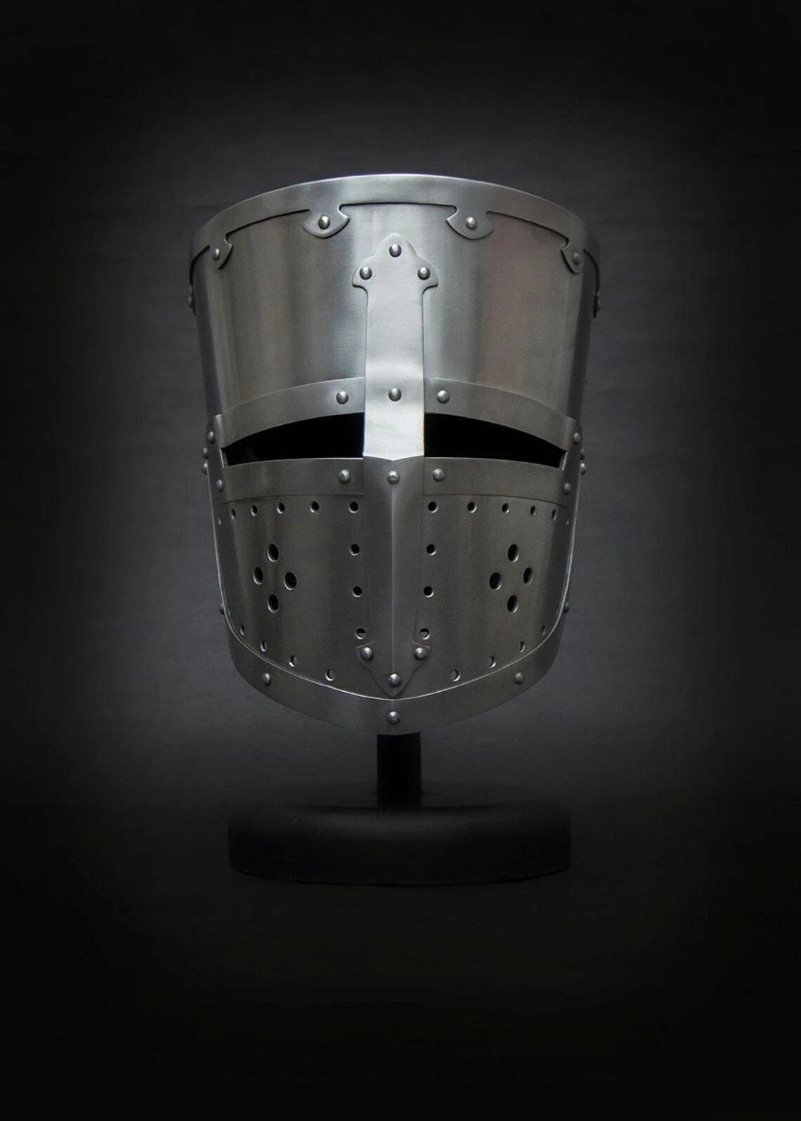 (A) Medieval Great Helm - Knight Crusader Helmet - LARP & Reenactment Armor