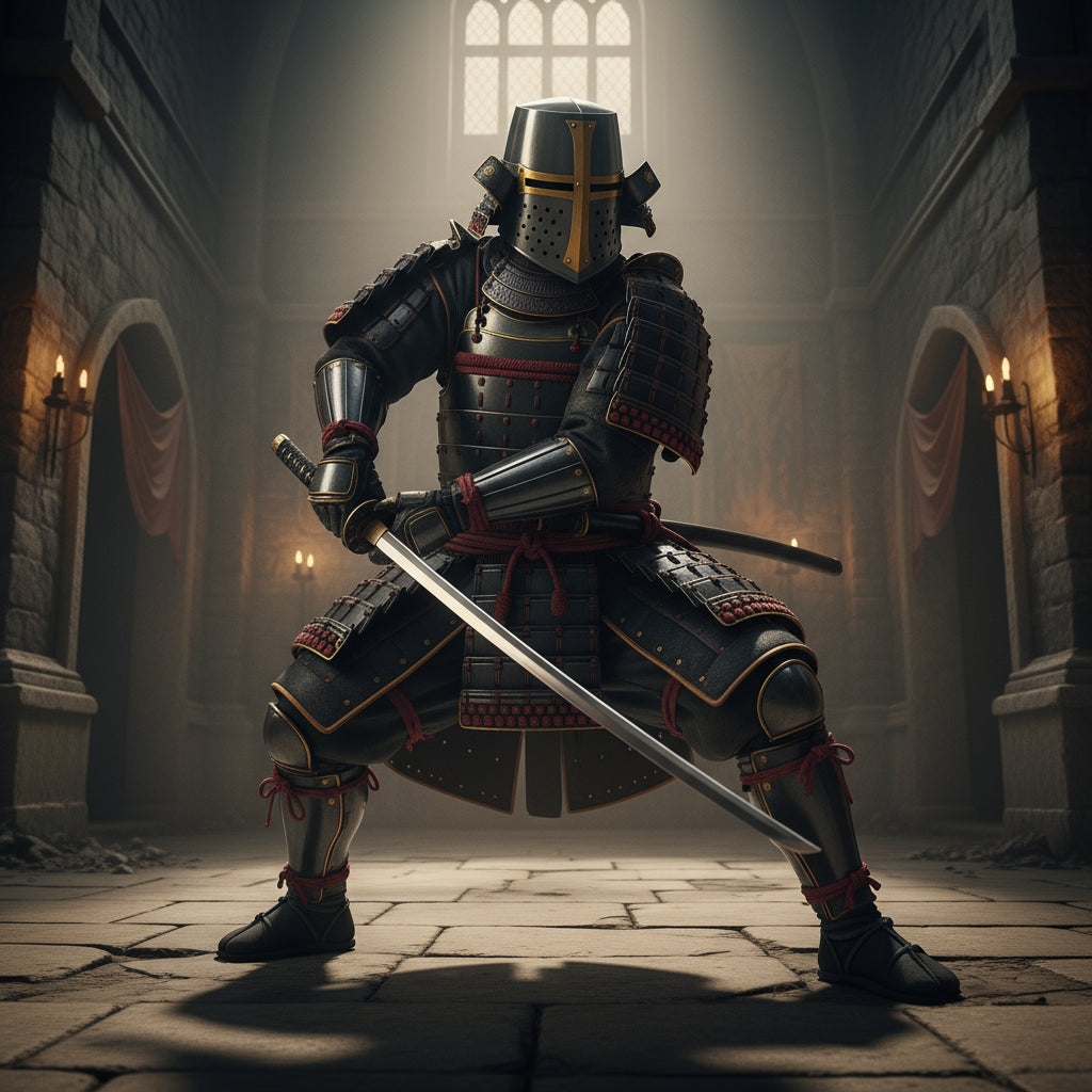 Medieval Crusader Great Helmet with Brass Cross – Handmade Steel Templar Knight Helmet for LARP, Cosplay, and Halloween Display