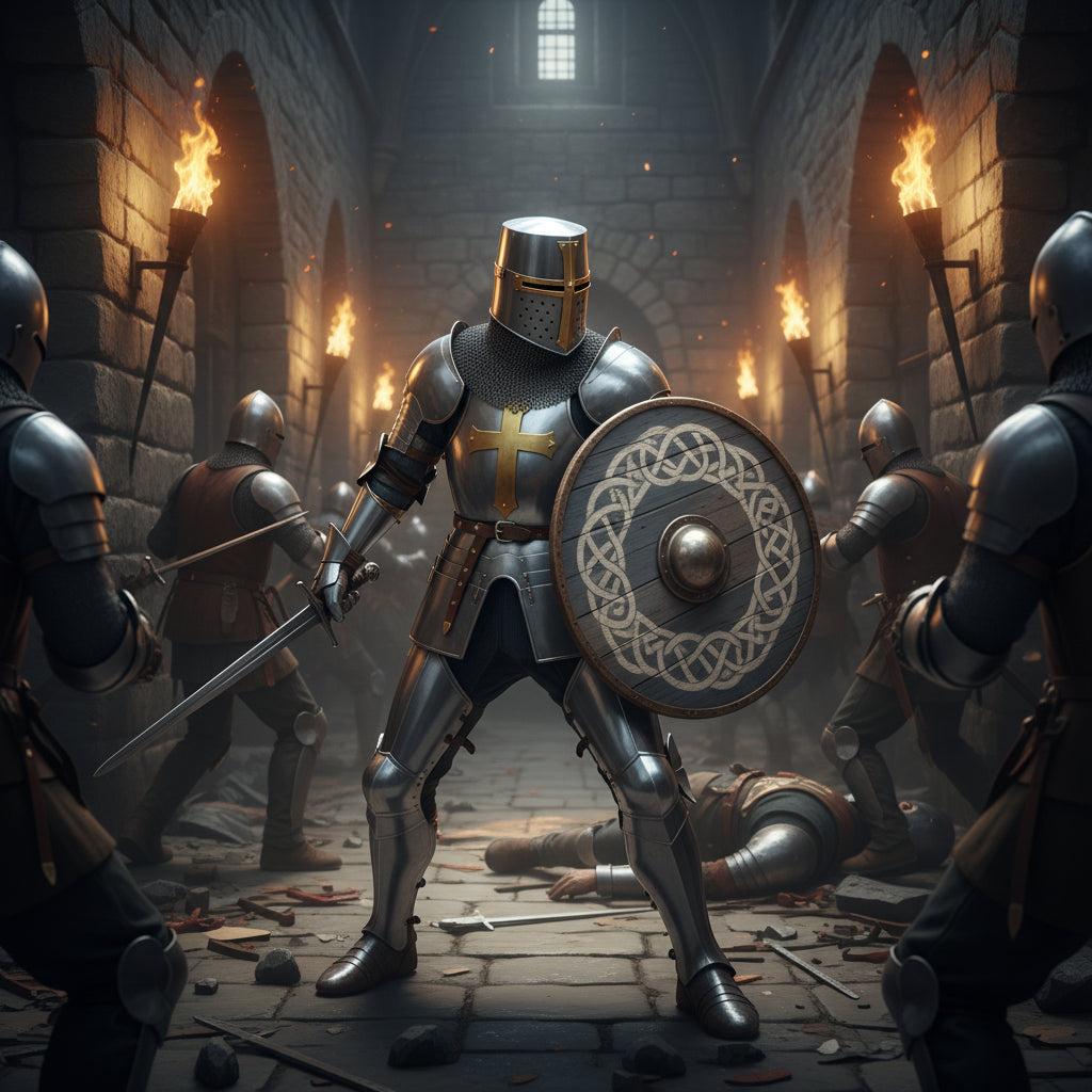 Medieval Crusader Great Helmet with Brass Cross – Handmade Steel Templar Knight Helmet for LARP, Cosplay, and Halloween Display