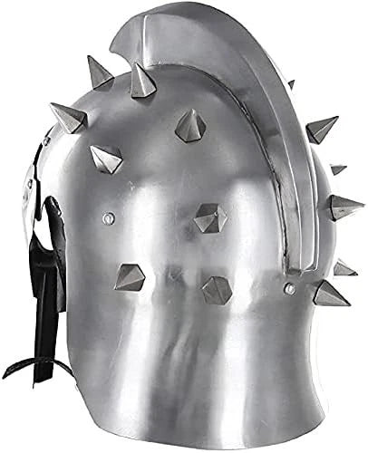 Roman Gladiator Steel Helmet with Spikes – Handmade Warrior Armor for LARP, Cosplay, and Display